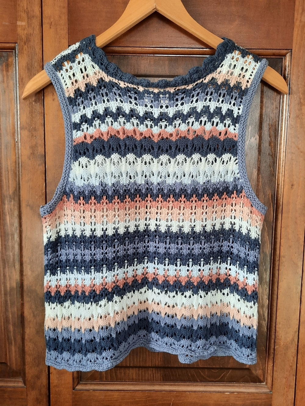 Universal Thread Cotton Blend Multi-colored Striped Crochet Tank Top Size Medium - Picture 9 of 9